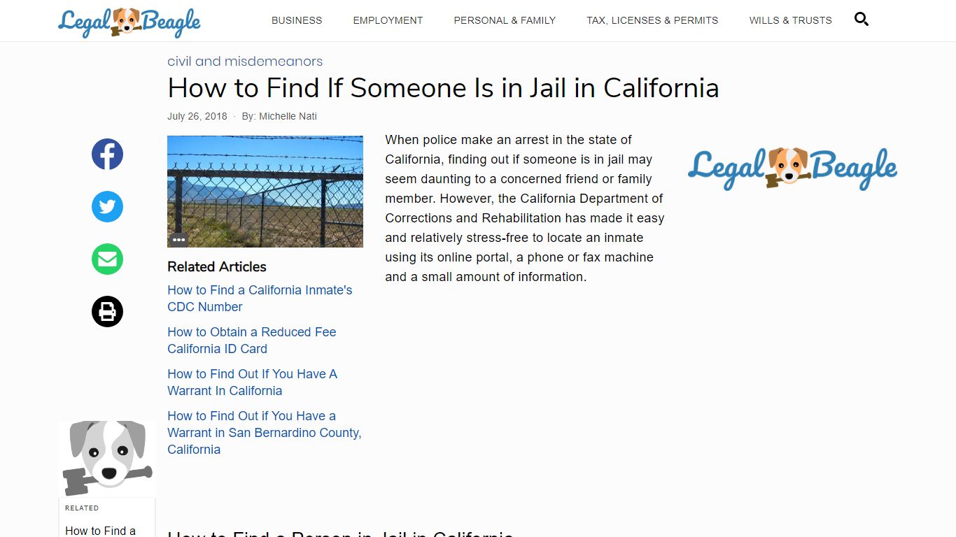How to Find If Someone Is in Jail in California | Legal Beagle